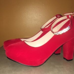 Red high heels with strap